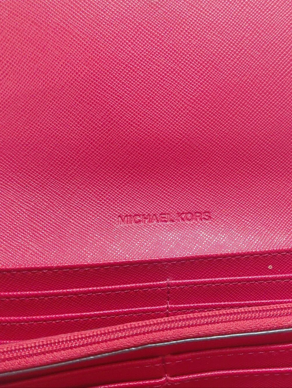 Michael Kors Red Leather Continental Wallet with Gold MK Logo